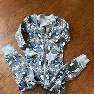 Hannah Anderson Gray Penguin Print Kids One Piece